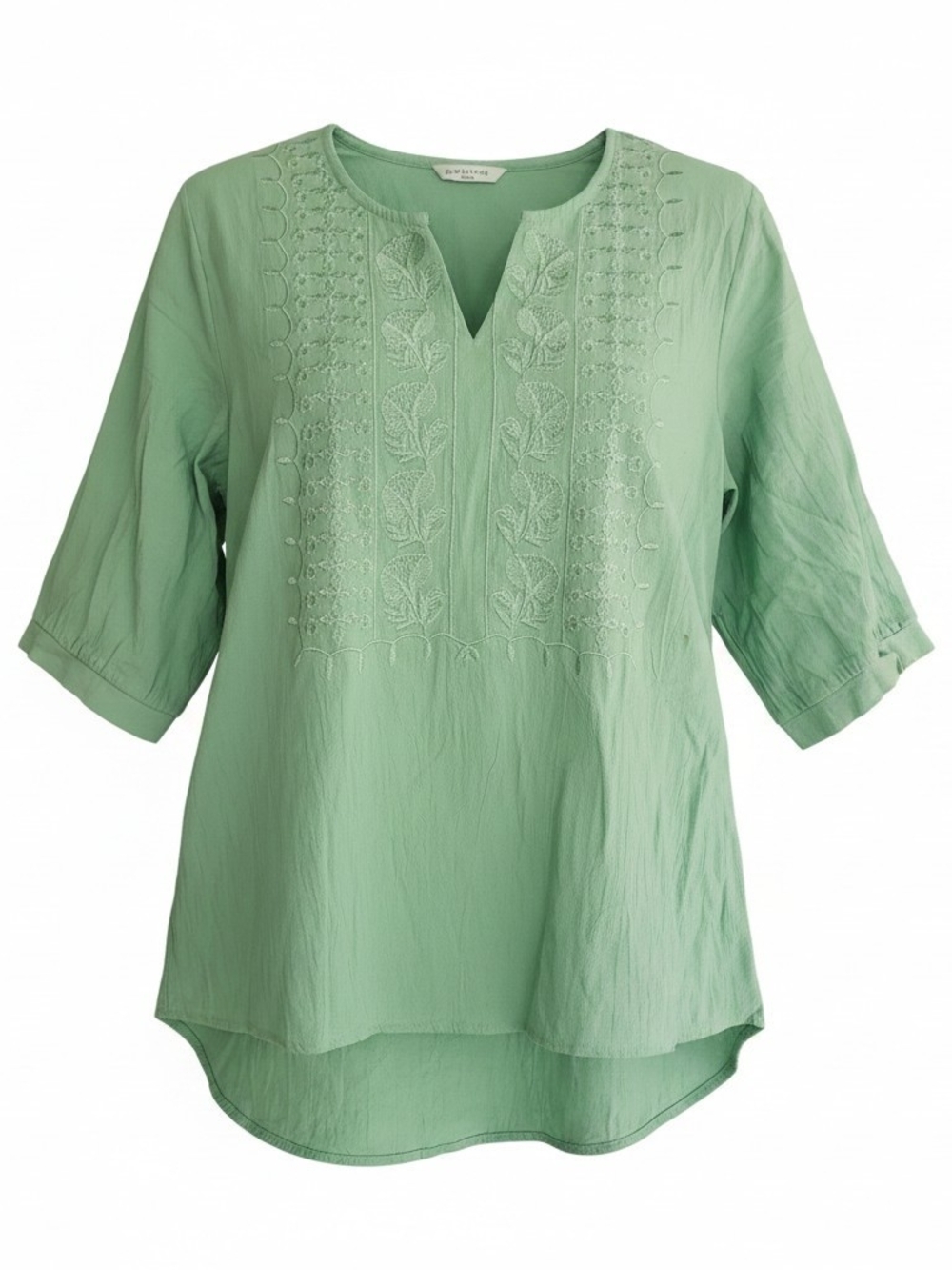 100% COTTON Embroidered V Neck Tunic